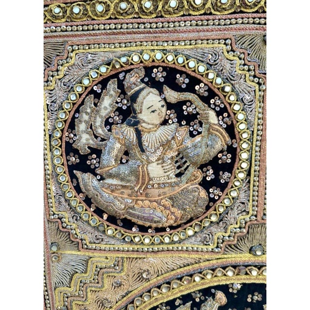 Extra Large Burmese Kalaga Framed Textile Wall Art For Sale - Image 9 of 12