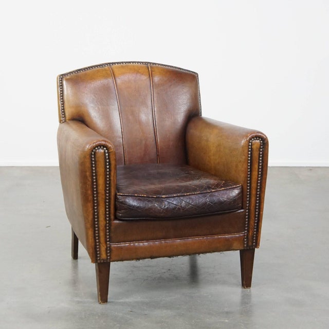 Vintage Sheep Leather Armchair For Sale - Image 14 of 14