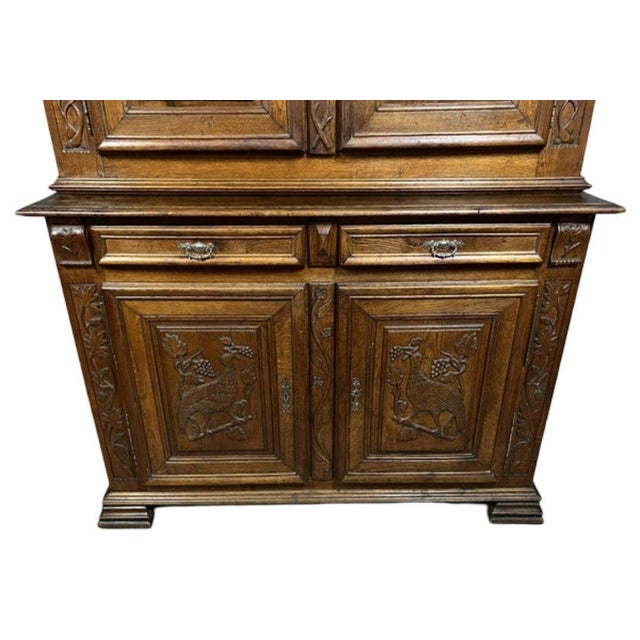 Wood Renaissance Four-Door Oak Buffet from Montbéliard For Sale - Image 7 of 8