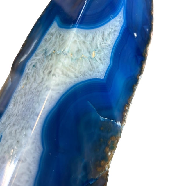 Stone Vt Blue Agate Geode Bookends: Polished Natural Stone Pair For Sale - Image 7 of 9