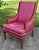Bergere Armchair Hollywood Regency Style Pink Magenta Striped Satin Accent Chair For Sale - Image 10 of 14