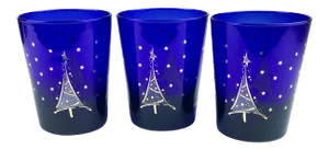 Mid-Century Modern Cobalt Blue Holiday Cocktail Glasses Culver
