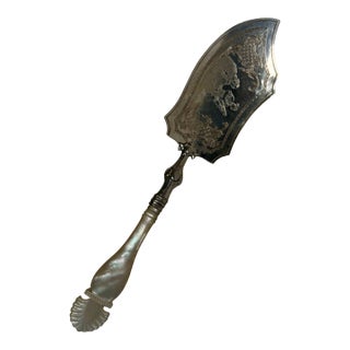 Antique Silver Plated Fish Server/Cake Slice With Carved Mother-of-Pearl Handle For Sale