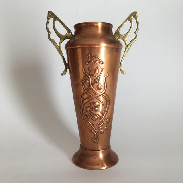 Antique Wmf Art Nouveau Copper & Brass Lily of the Valley Vase