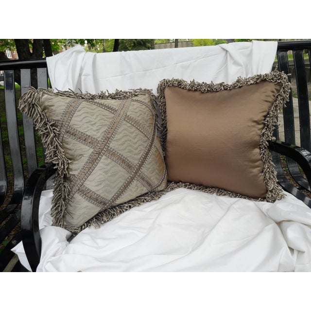 Fringed Silver Accent Pillows A Pair Chairish