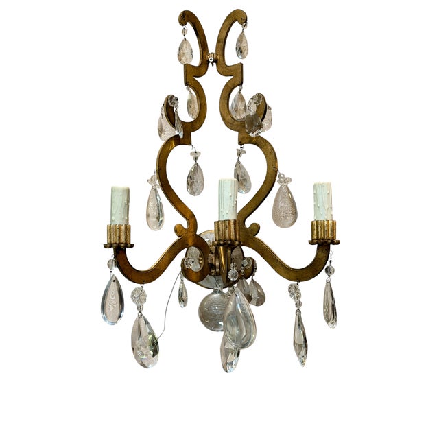 Ralph Lauren 1990s Ralph Lauren Rock Crystal Italian Wall Light Sconce For Sale - Image 4 of 4