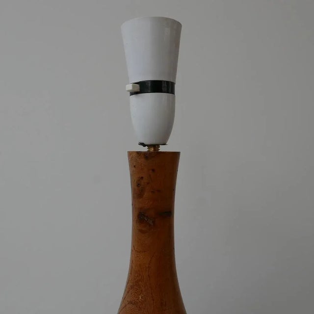 Mid-Century English Burr Wood Table Lamp, 1960s For Sale - Image 12 of 13