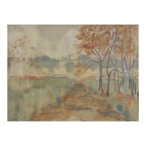 1986 Lazy Day Mixed Media Landscape Monoprint by Lami