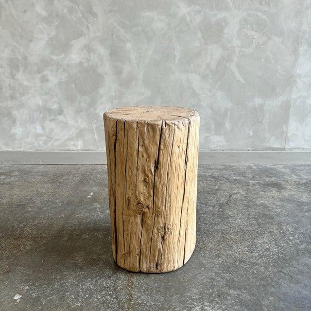 Elm Wood Stump Side Table For Sale - Image 4 of 4