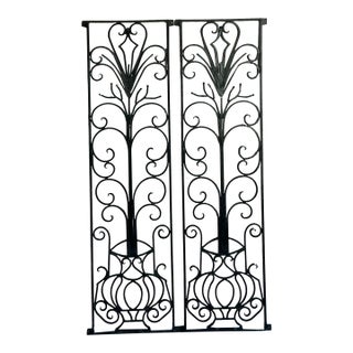Vintage Deco Wrought Iron Panels - a Pair For Sale