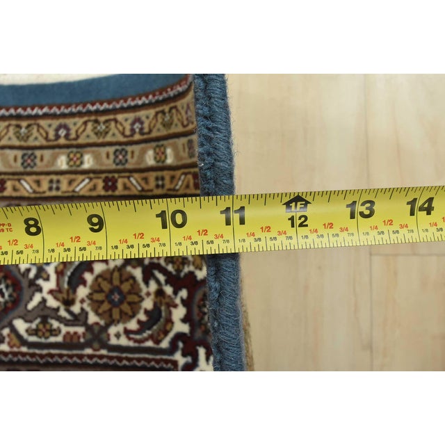 Tabriz Mahi Rug 9′ X 9’1” Blue Wool Traditional Hand-Knotted Oriental Carpet For Sale - Image 13 of 15