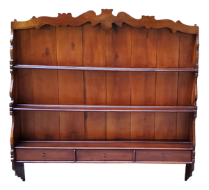 Wall-Mounted Plate Rack Etagere in Walnut, 1890s
