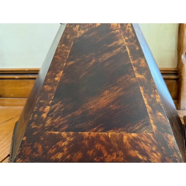 English Vintage Metal Hand-Painted Tortoise Lampshades - a Pair For Sale - Image 3 of 6