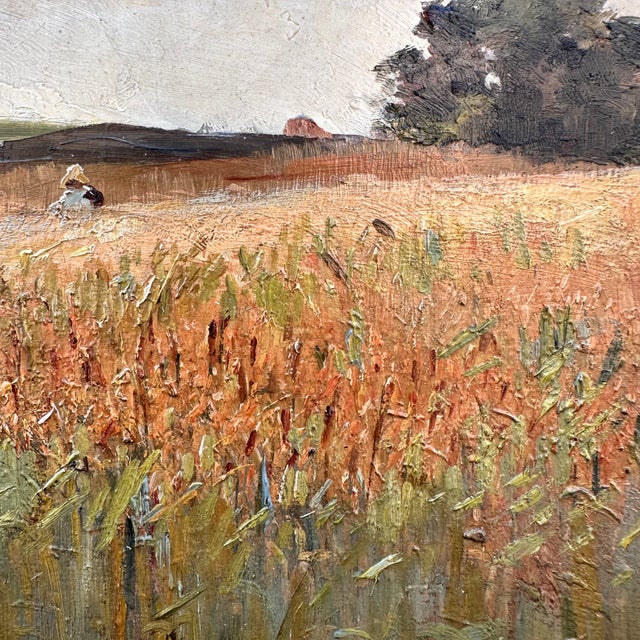 Brown Fernand Quignon, Walking Through the Wheat Fields, 20th Century, Oil on Board, Framed For Sale - Image 8 of 18