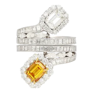 GIA Certified 3.81 Carat Detachable Two-Piece Toi Et Moi Ring in 18K White Gold