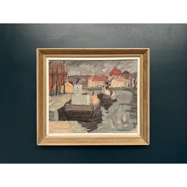 Georg Andersson, Harbour, 1960s, Oil Painting on Canvas, Framed For Sale - Image 9 of 12