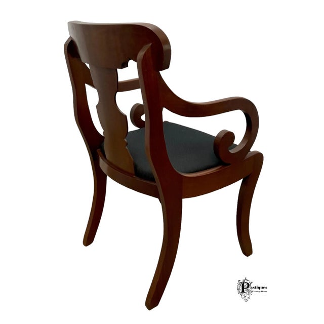 Late 20th Century Vintage Traditional Empire Style Cherry Arm Chair For Sale - Image 5 of 8