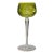 Exquisite Bohemian Bohemian Lime Green Cut to Clear Wine Glass With Fans Floral Design For Sale