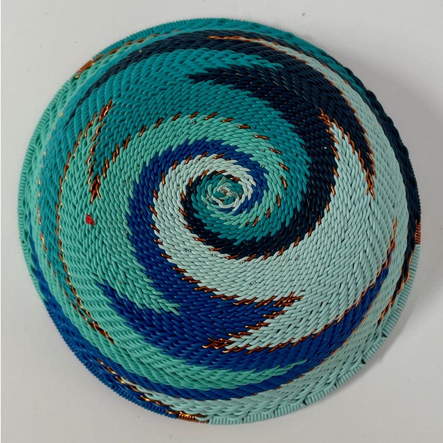 African Zulu Spiral Electrical Wire Basket Chairish