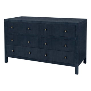 Nora 60 in. W Raffia 6 Drawer Dresser, Blueberry For Sale