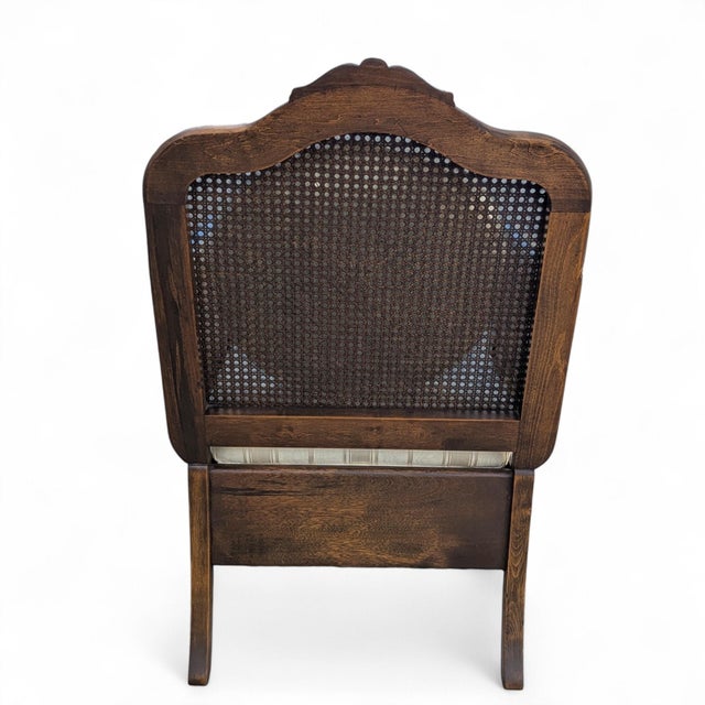 Brown Late 20th Century French Provincial Cane Armchair With Striped Upholstery For Sale - Image 8 of 14