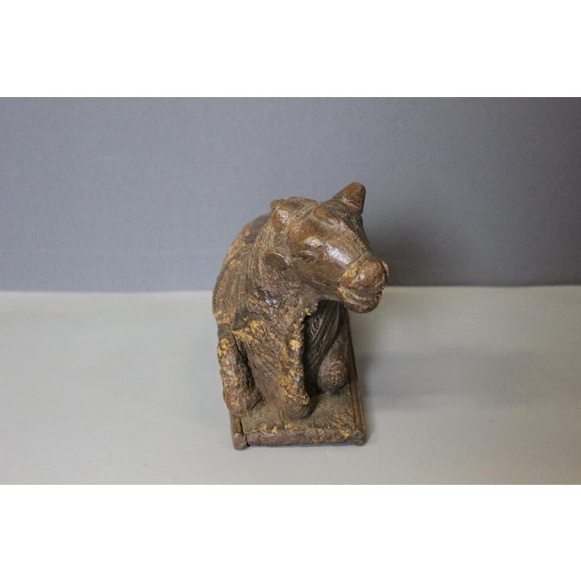 19th Century Sacred Cow in Carved Wood, India, 1800s For Sale - Image 3 of 12