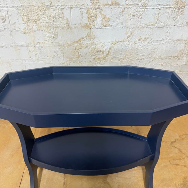 Mid-Century Modern Lozer End Table - Navy Blue For Sale - Image 3 of 8