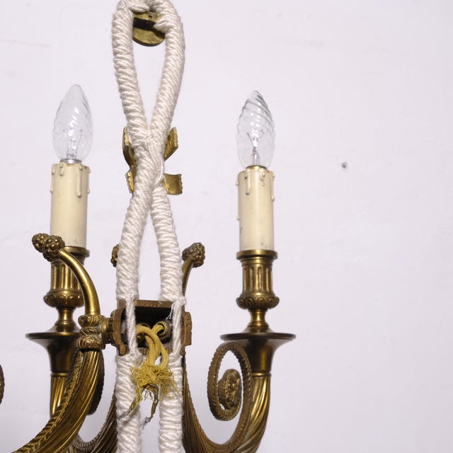 Louis XVI Gilded Bronze Wall Lamps, 1950s, Set of 2 For Sale - Image 17 of 18