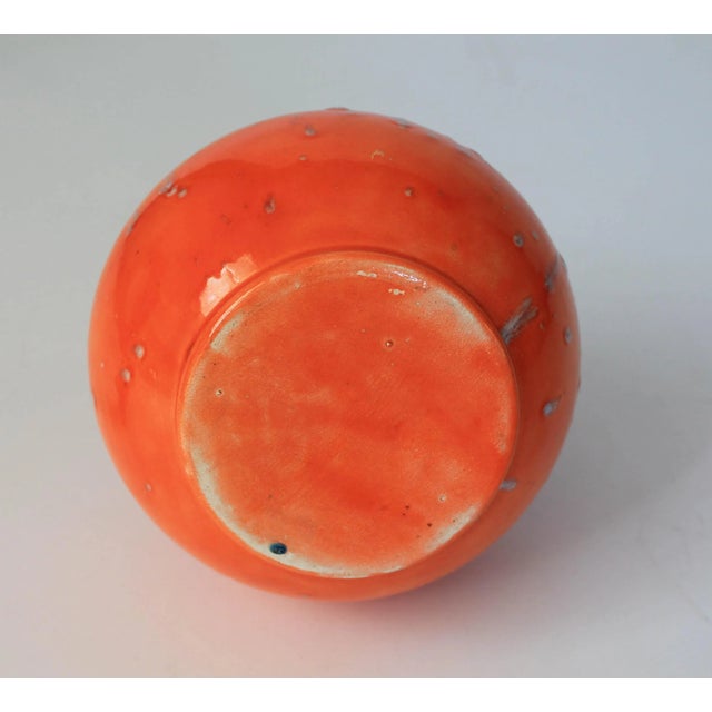 Ceramic Mid-Century Orange Studio Art Drip Glaze Pottery Bottle Vase For Sale - Image 7 of 7