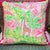2020s Lilly Pulitzer Jungle Retro Pink and Green With Poms Designer Throw Pillow For Sale - Image 5 of 6