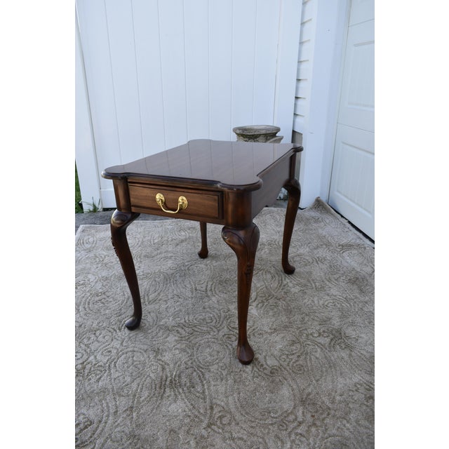 Vintage Harvest House Cherrywood Queen Anne Style Side Table W/Drawer For Sale - Image 9 of 12