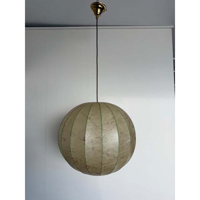 Beige 1970s Goldkant Leuchten Cocoon Pendant For Sale - Image 8 of 12