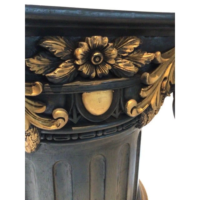 Large carved wood capitol. Could be used alone, or I have a large round piece of glass for sale that would go with it nicely.