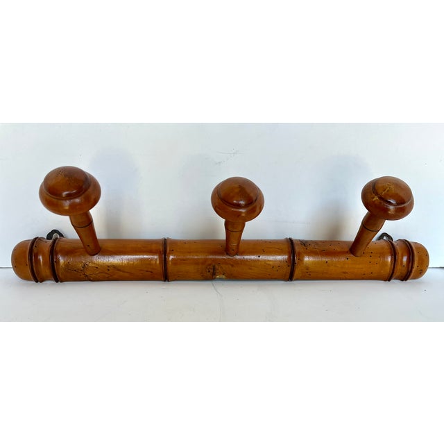 Early 1900s French Faux Bamboo Three Peg Coat/Hat Rack For Sale - Image 9 of 9