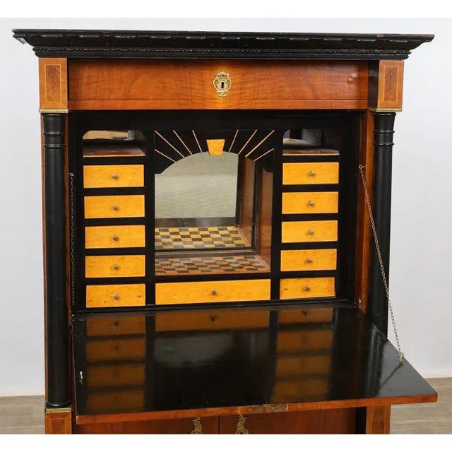 Hungarian Biedermeier Walnut Secrétaire À Abattant With Ebonized Columns, Circa 1830–1845 For Sale - Image 4 of 4