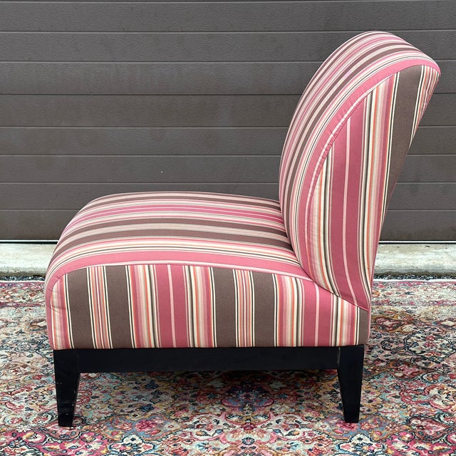 Vintage Mitchell Gold Striped Slipper Chair For Sale In Philadelphia - Image 6 of 13