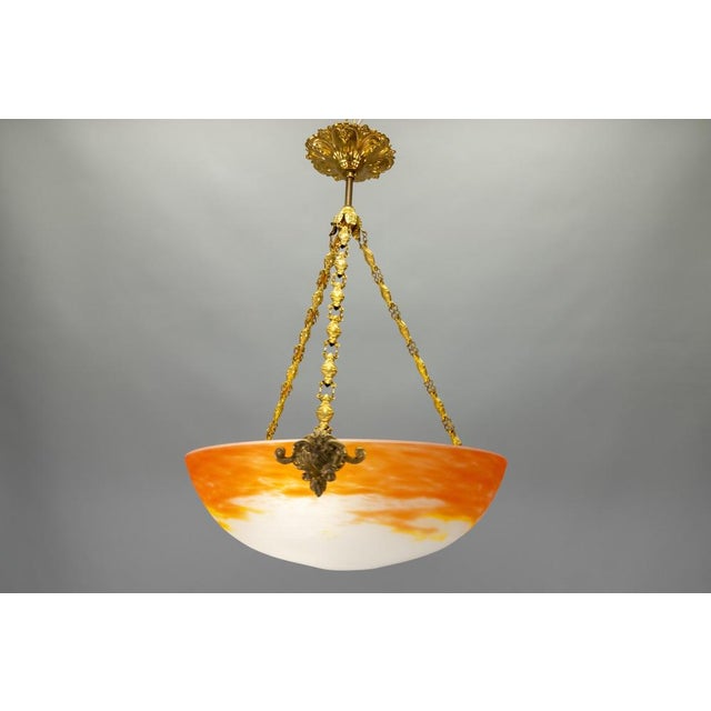 Art Nouveau Pâte de Verre Pendant Light by G.V. Croismare, France, 1920 For Sale - Image 16 of 18