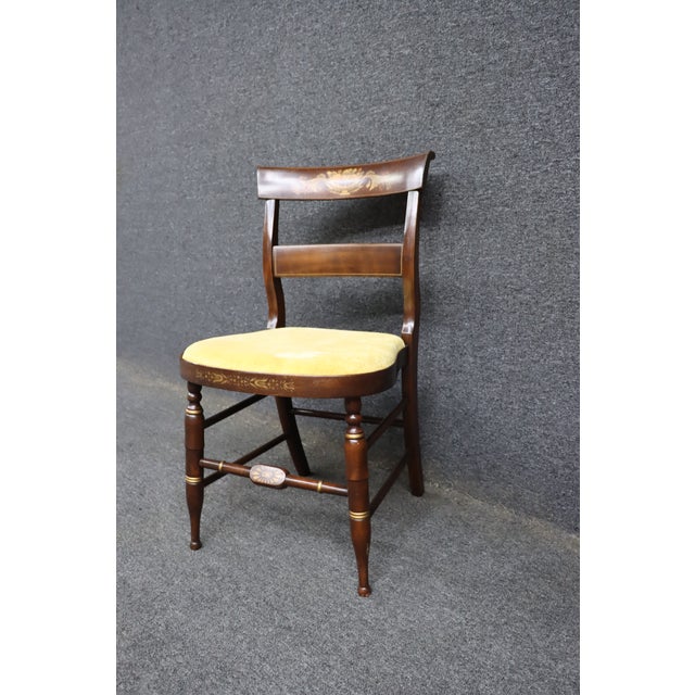 American L. Hitchcock Cherry Desk Chair With Fruit Basket Stenciling For Sale - Image 3 of 12