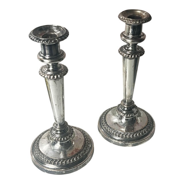 Pair Matthew Boulton Silver Plated Candle Holders, 19th Century For Sale