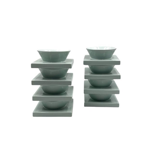 Light Blue Ceramic Bowls, Italy, 1970s, Set of 9 For Sale - Image 10 of 18