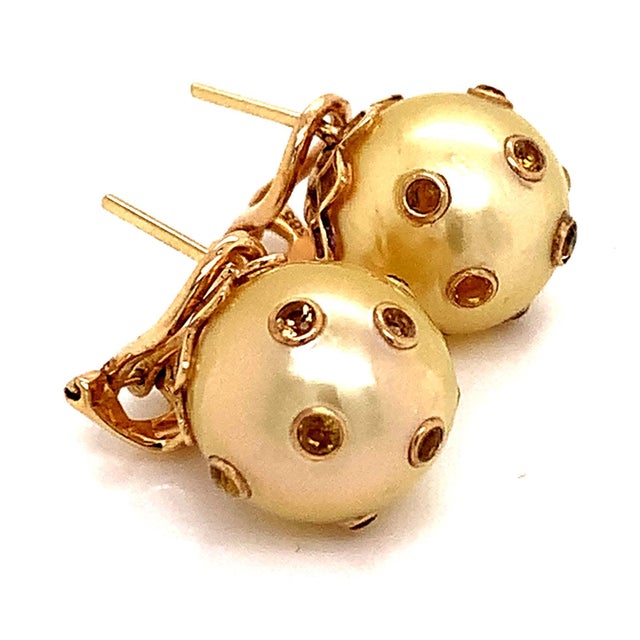 Fine Quality South Sea Pearl Sapphire Earrings 14k Gold 11.33 mm Certified $5,950 113478 This is a Unique Custom Made...