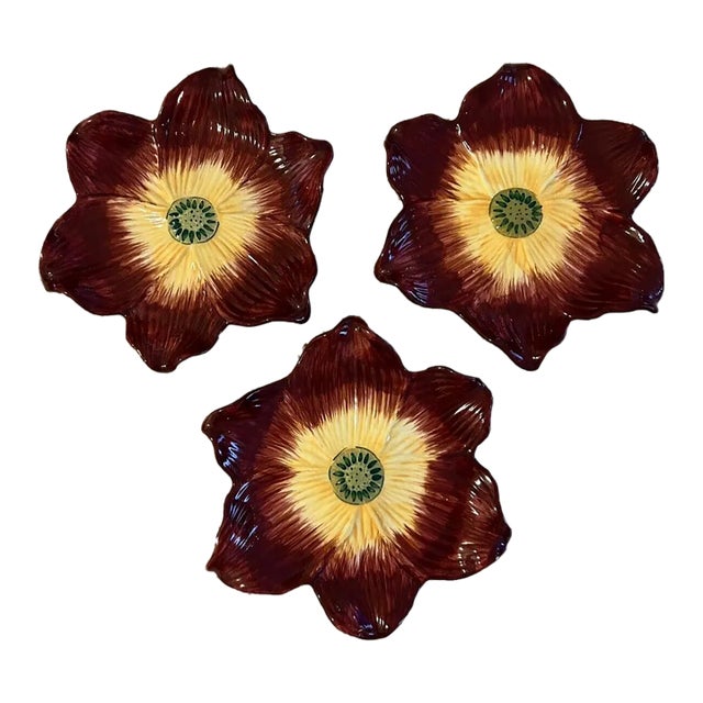 Vintage Ambiance Collections Romance Nanette Vacher Floral Salad Plates- Set of 3 For Sale