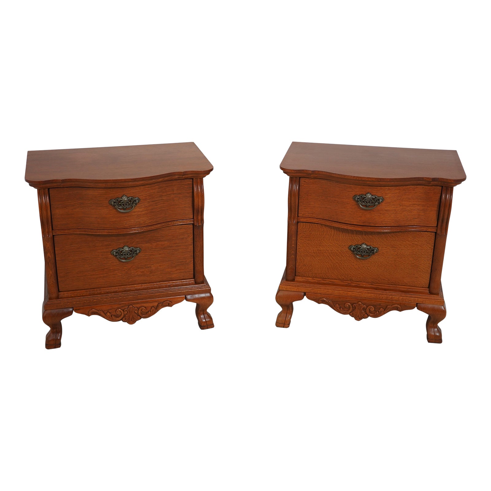 Pair Lexington Victorian Sampler Oak Nightstands Chairish