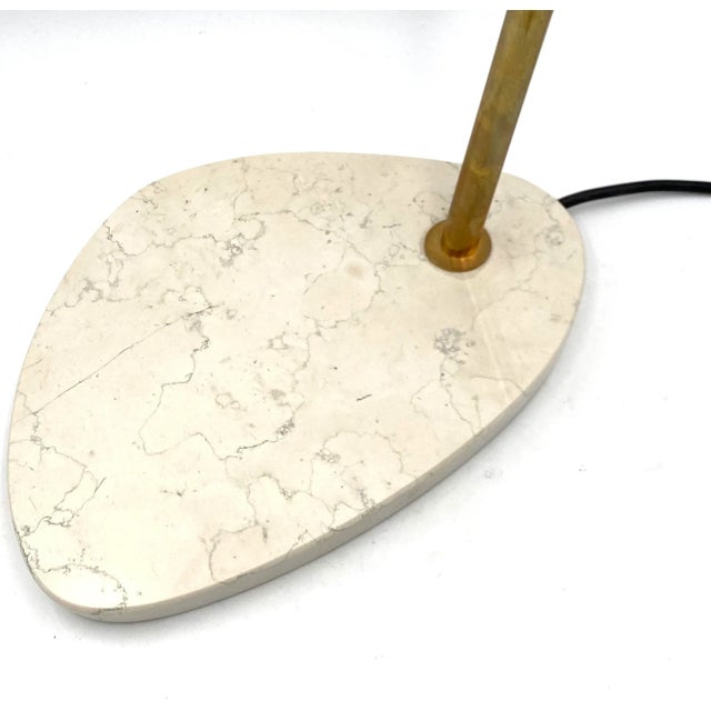Metal Golden Brass Table or Desk Lamp with Carrara Marble Base, Italy, 1980s For Sale - Image 7 of 18