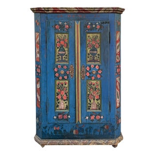 Antique Blue Painted Cupboard, 1850 For Sale
