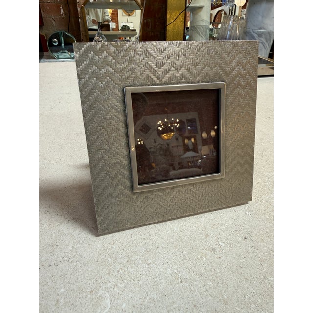 1970s Vintage Silver-Tone Textured Picture Frame For Sale - Image 5 of 7