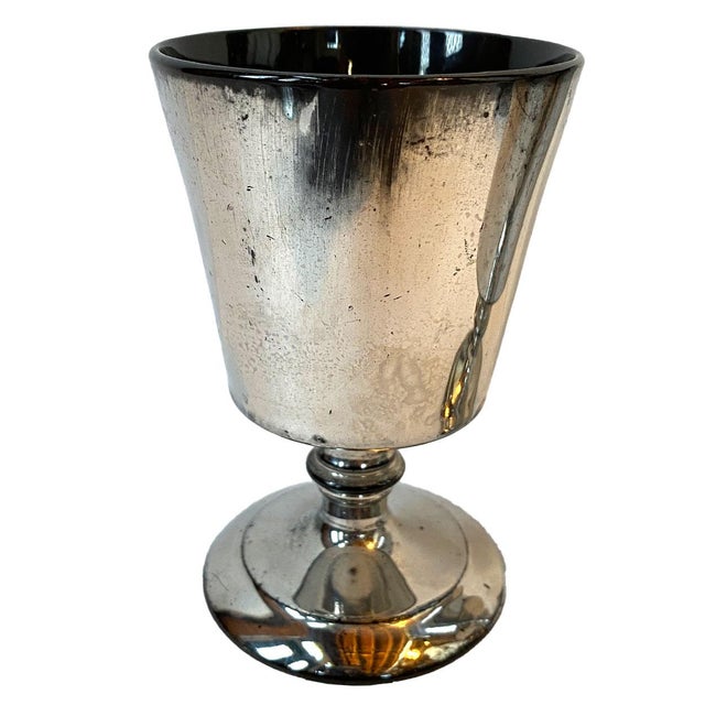 Two 19th Century English Staffordshire Georgian Silver Luster Pottery Goblets For Sale - Image 4 of 10