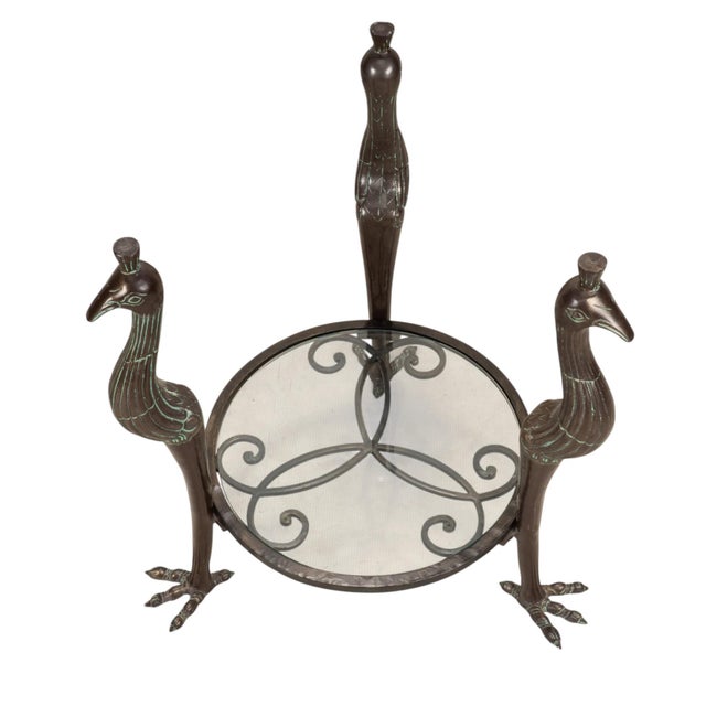 Bronze Bird Form Side Tables W/ Marble Tops Attributed to Maitland Smith - A Pair For Sale - Image 13 of 17