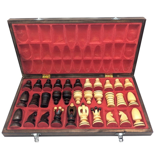 Vintage Polish Carved Wood Chess Set, 33-Piece Set For Sale In Miami - Image 6 of 10