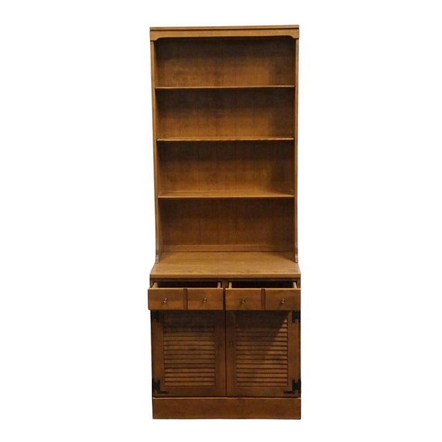 Wood Ethan Allen Heirloom Nutmeg Maple CRP Custom Room Plan 30" Shutter Door Cabinet W. Bookcase Top 10-4511p / 10-4019 For Sale - Image 7 of 15